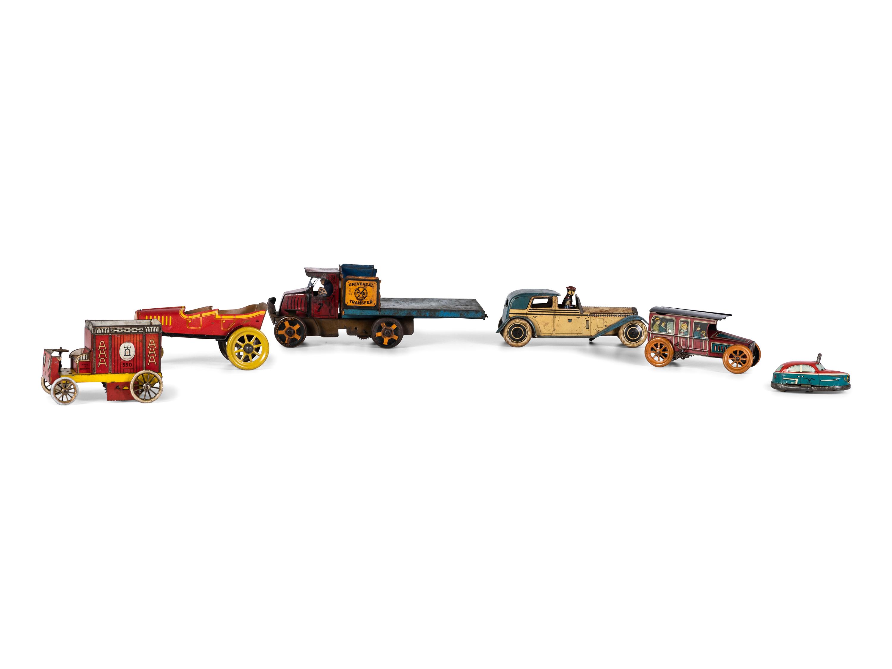 Six Tin Lithograph Toy Vehicles