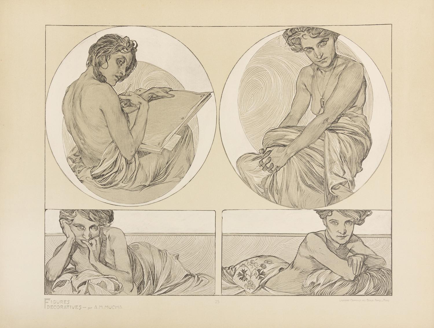 MUCHA, Alphonse (1860-1939). Figures Décoratives. Paris: Librairie Centrale des Beaux-Arts, [n.d.]. COMPLETE SET OF 40 LITHOGRAPHS.