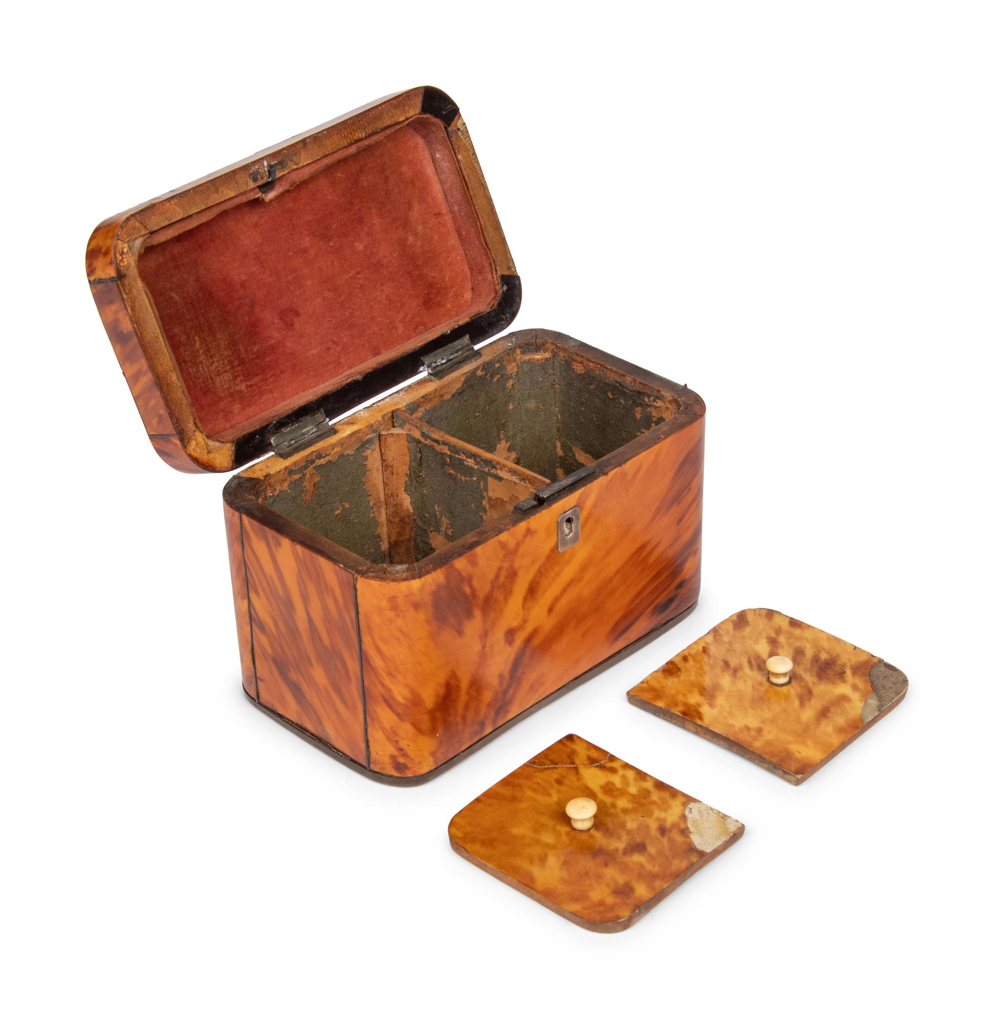 A Regency Tortoise Shell Tea Caddy