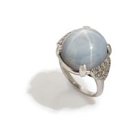 STAR SAPPHIRE AND DIAMOND RING