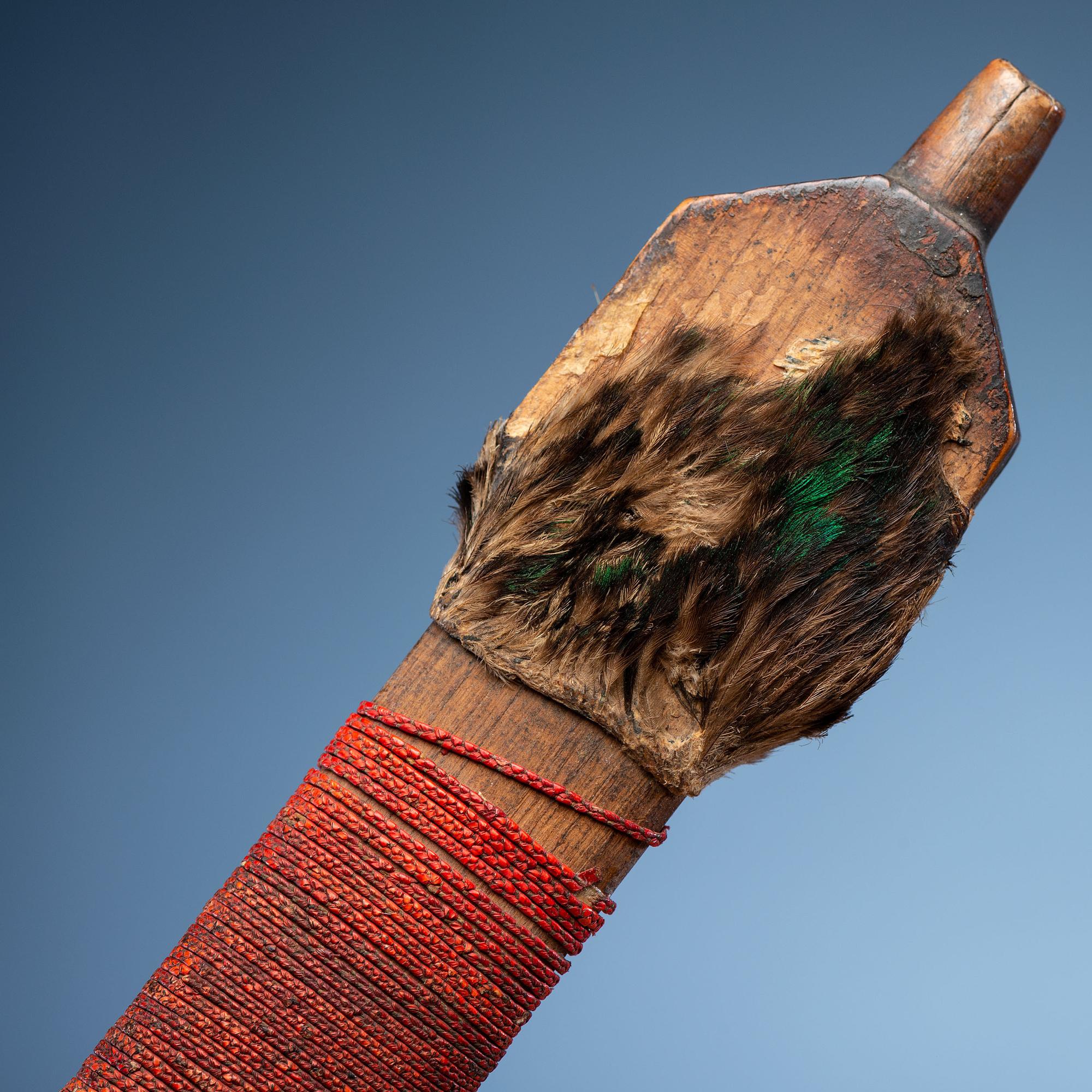 Sioux Quilled Pipe Stem, with Inlaid Catlinite Bowl