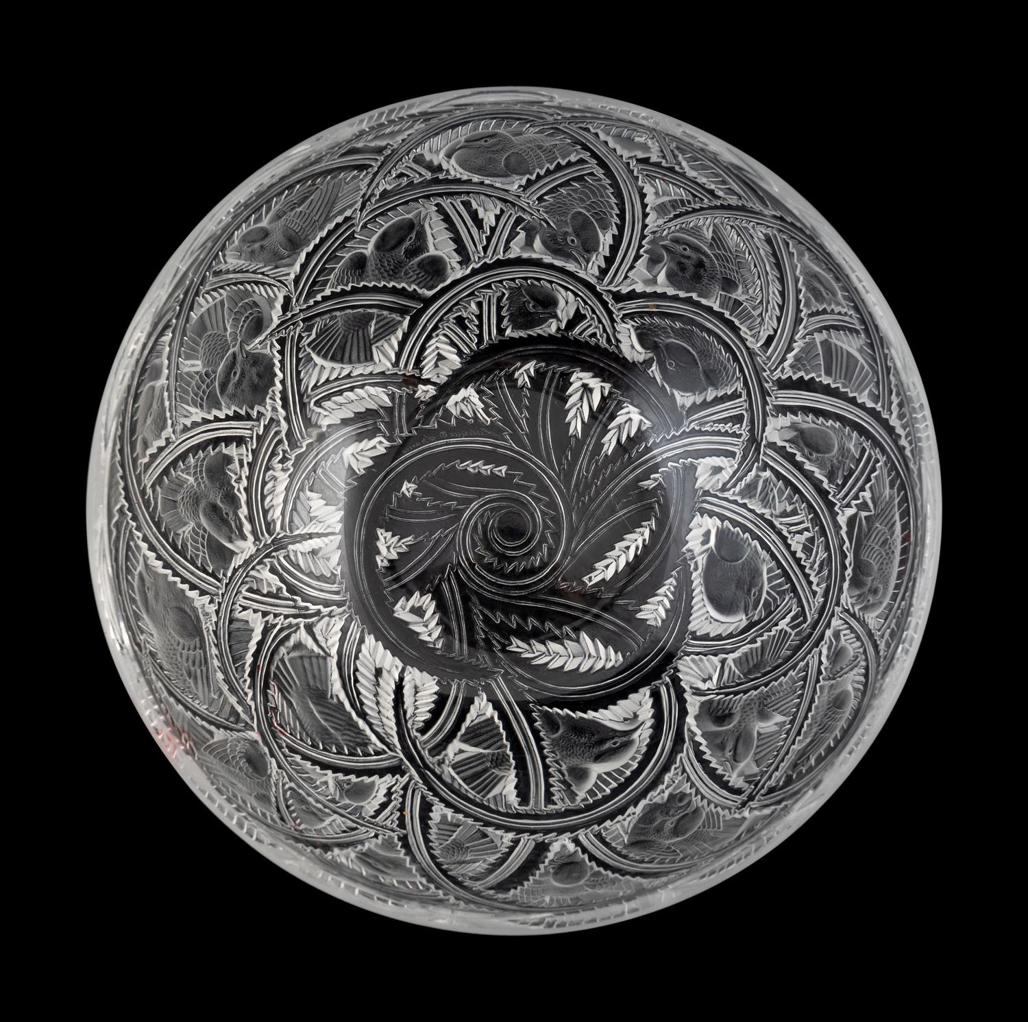 A Lalique Molded and Frosted Glass Pinsons Bowl — 20TH CENTURY