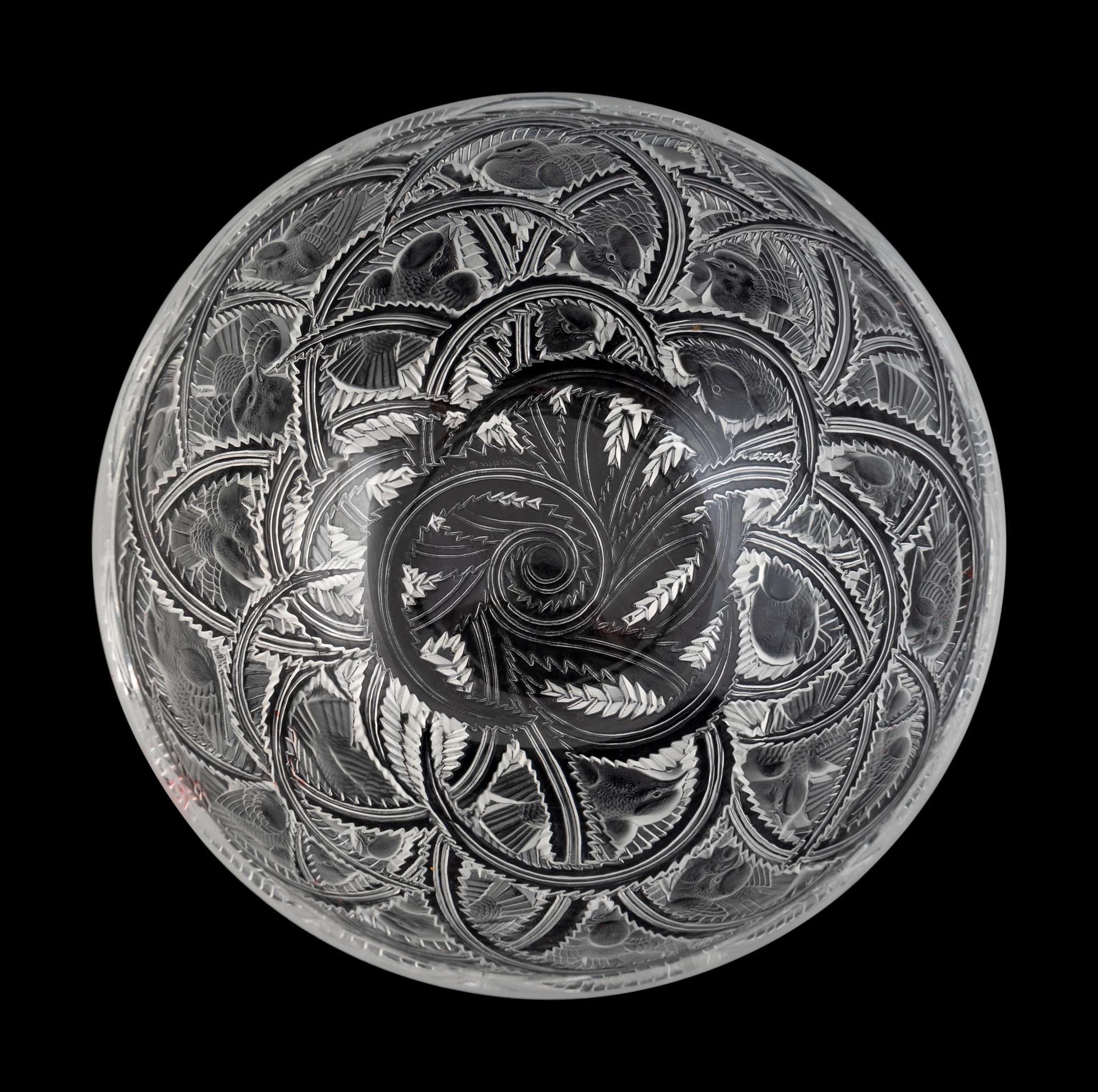 A Lalique Molded and Frosted Glass Pinsons Bowl — 20TH CENTURY