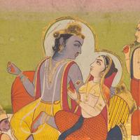 A Painting of Rama and Sita Enthroned with Hanuman, Probably Delhi , Late 19th/Early 20th Century