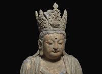 A very large Chinese carved and polychromed wood figure of "Shi Hou Guanyin" 大型獅吼觀音雕塑