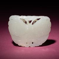 A Chinese White Jade 'Butterfly' Pendant, 18th/19th Century — 清中期 白玉雙面蝴蝶佩