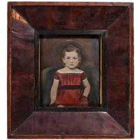 [EARLY PHOTOGRAPHY - PORTRAITURE]. A group of 7 folk art hand-painted tintypes featuring children, including:
