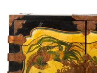 An Edwardian Polychromed Lacquer and Parcel Gilt Chinoiserie Cabinet on Stand