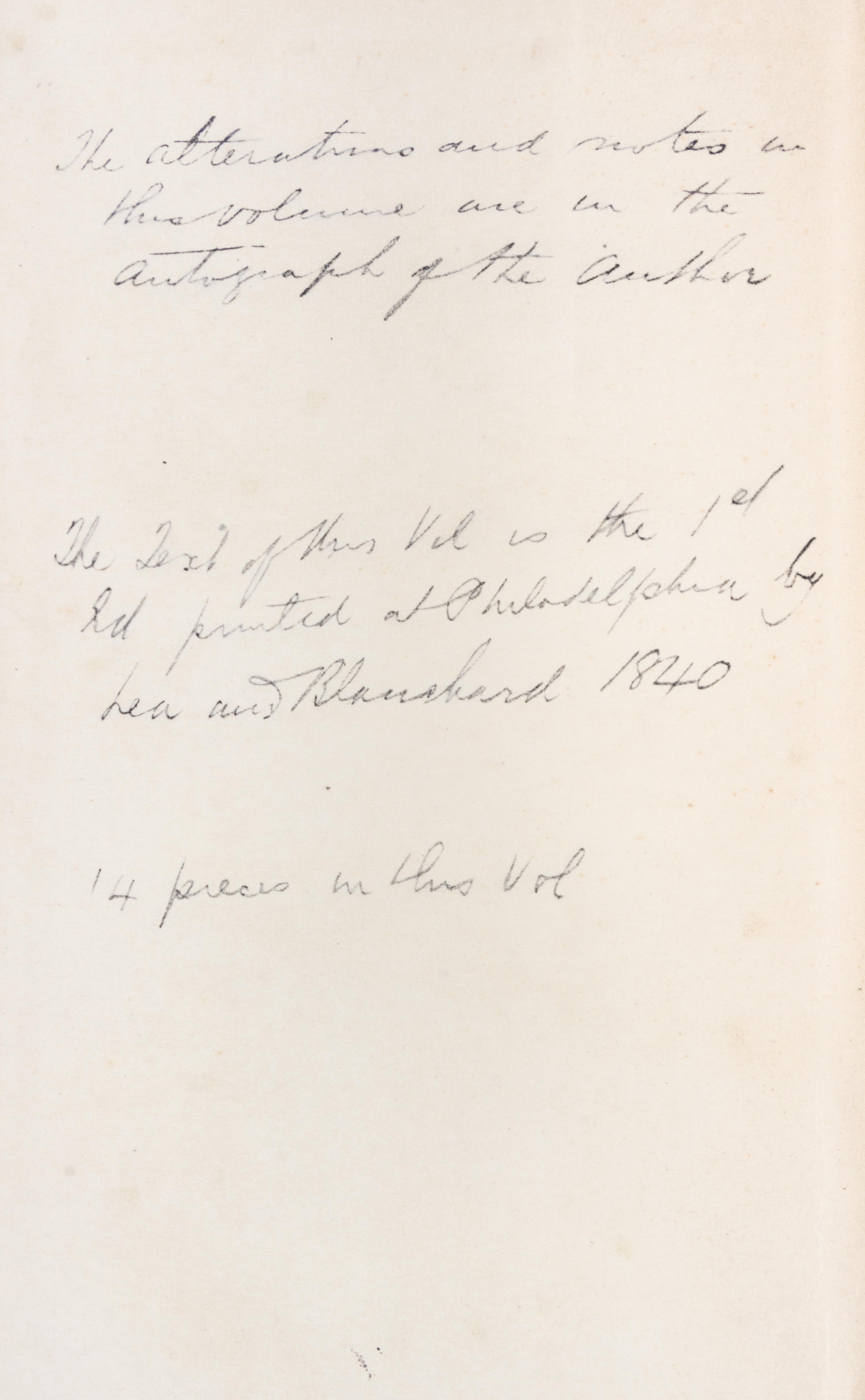 POE, EDGAR ALLAN. Phantasy-Pieces. [Paris, 1928]. Facsimile of author's own copy.