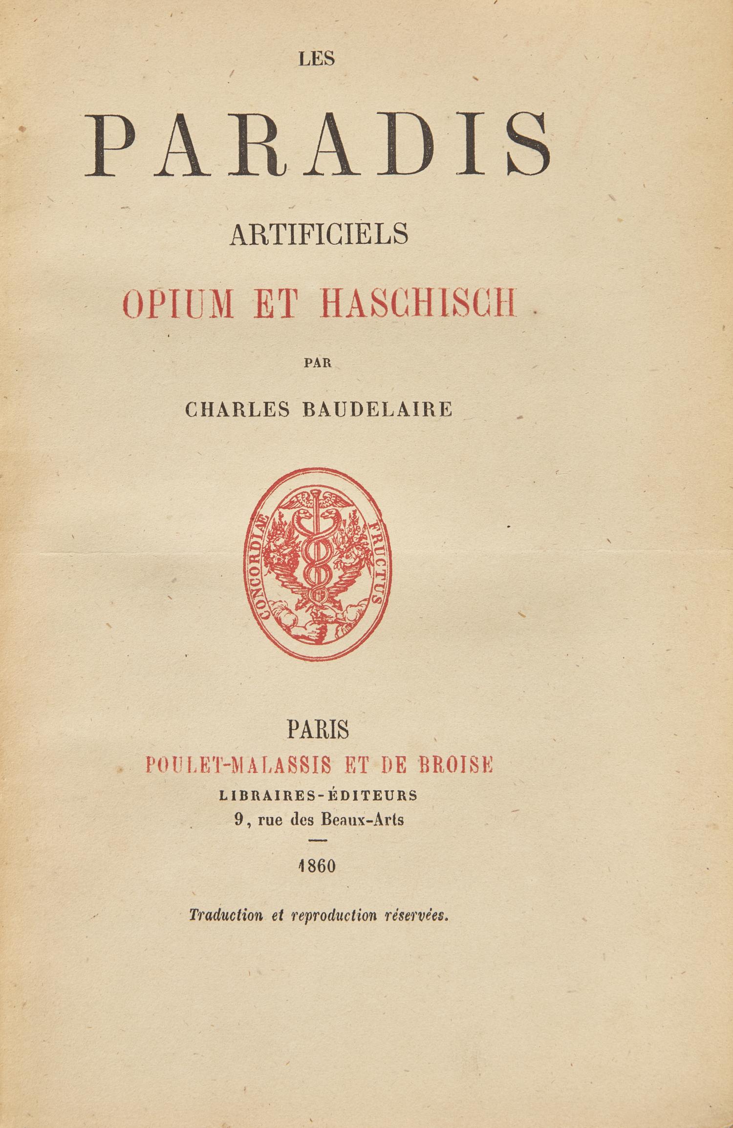 [Black Sun Press] Baudelaire, Charles. Les Paradis Artificiels Opium et Haschisch