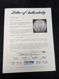 A 1941 Cleveland Indians Team Signed Autograph Baseball (PSA Letter of Authenticity),