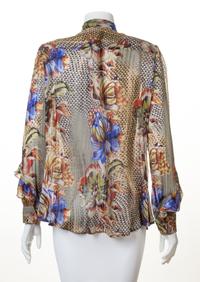 An Etro Multicolor Silk Sheer Blouse, Size 46.