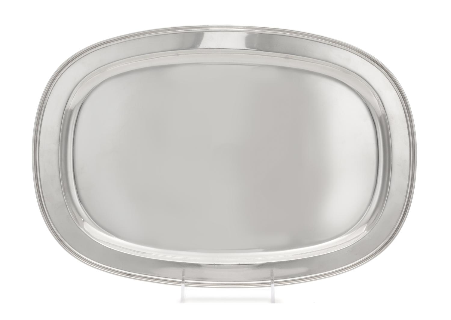 An American Silver Meat Platter, Lebolt & Co., Chicago, IL, 20th Century, of oval form with reeded rims.