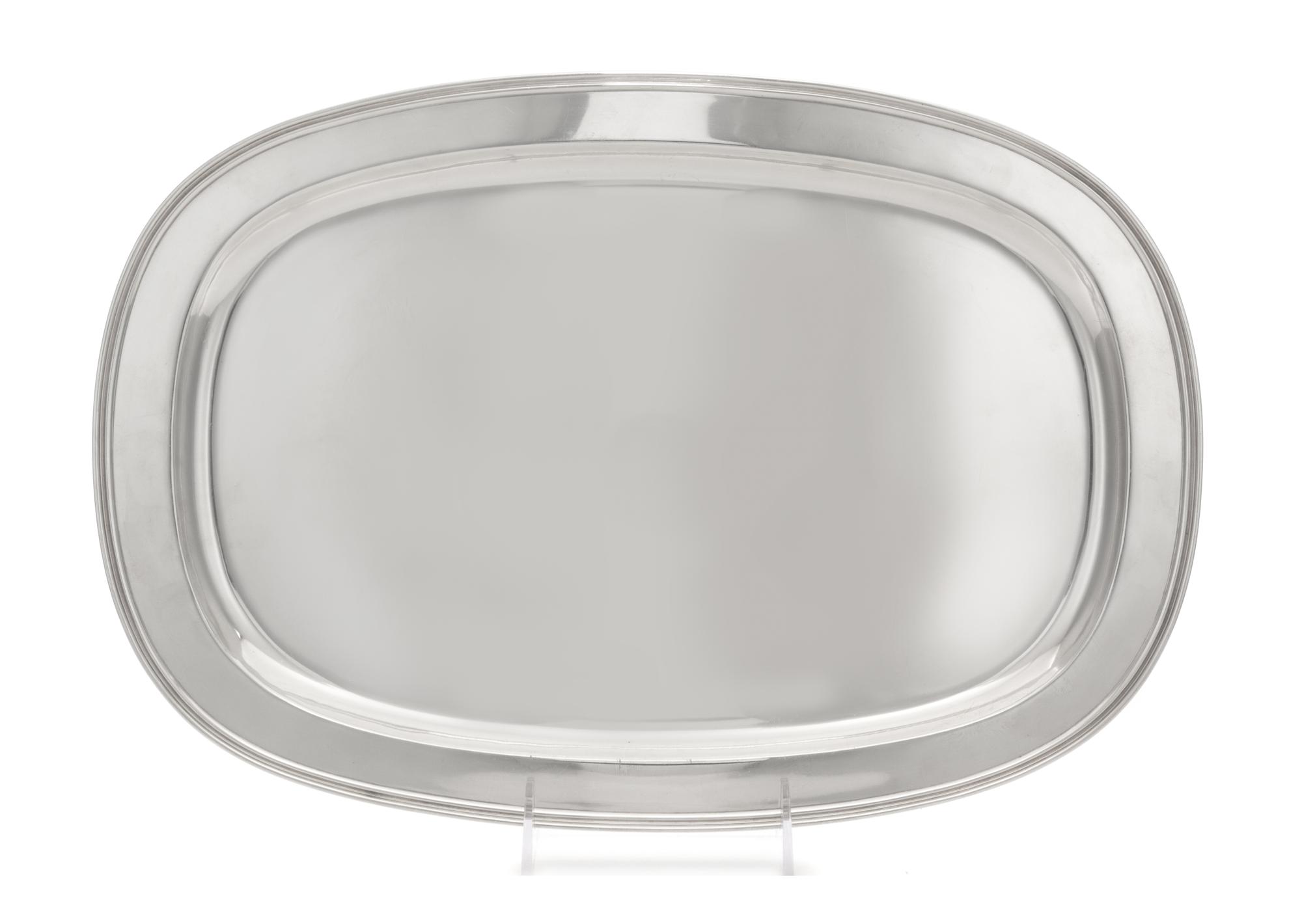 An American Silver Meat Platter, Lebolt & Co., Chicago, IL, 20th Century, of oval form with reeded rims.