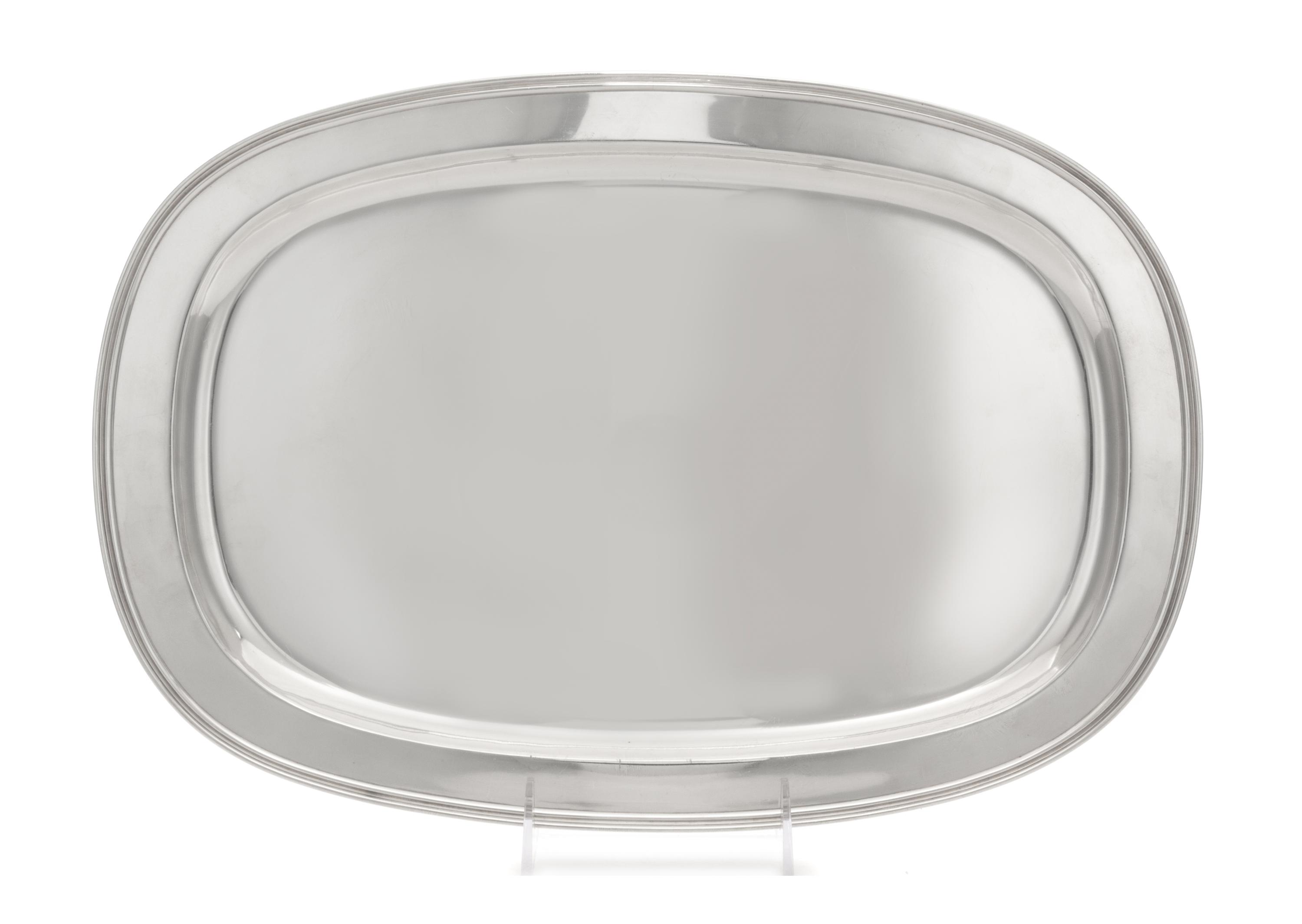 An American Silver Meat Platter, Lebolt & Co., Chicago, IL, 20th Century, of oval form with reeded rims.