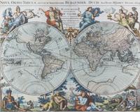 (MAP) JAILLOT, ALEXIS-HUBERT. Nova orbis tabula. Paris, 1694. Engraved double-hemisphere map with later hand-coloring.