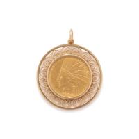 YELLOW GOLD AND COIN PENDANT
