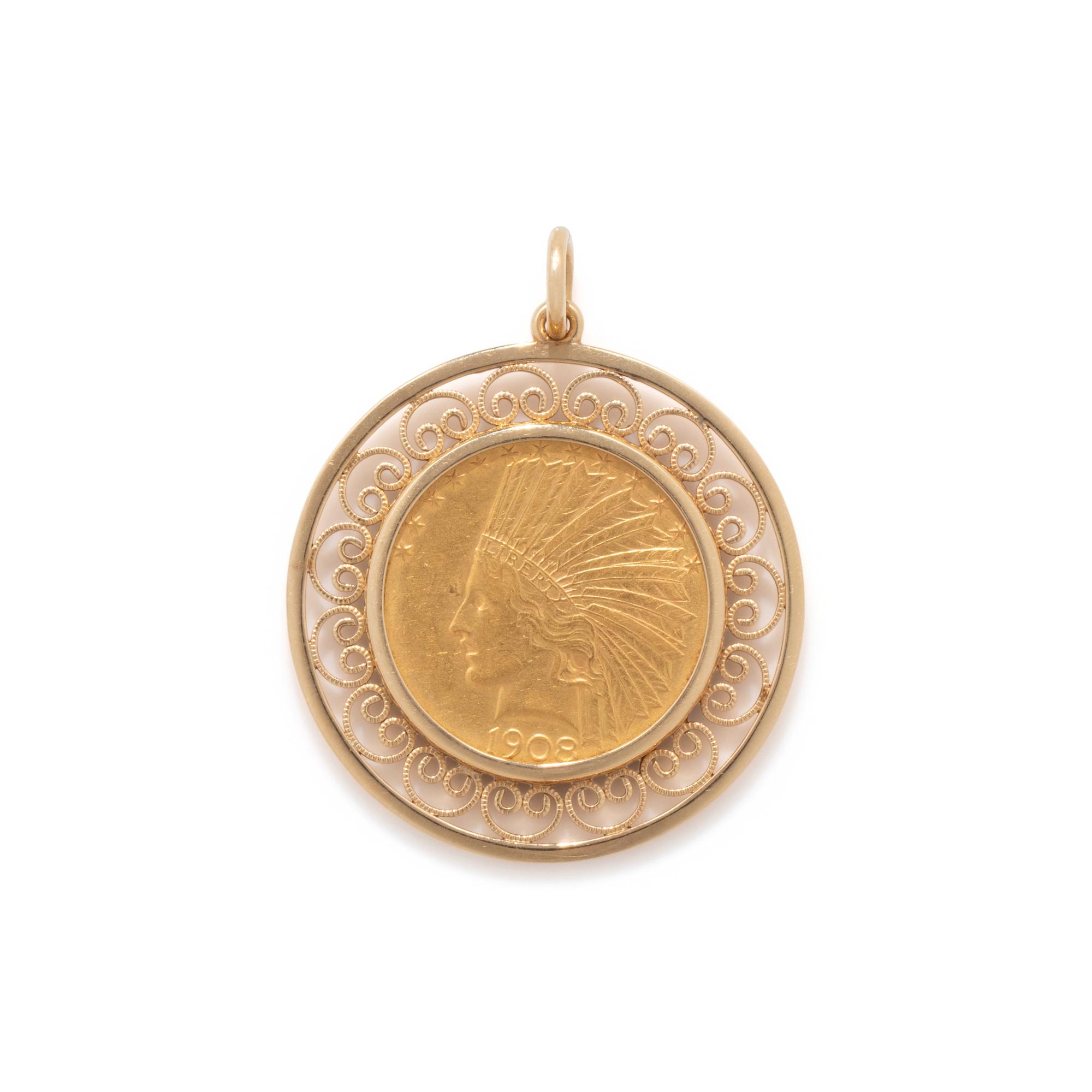 YELLOW GOLD AND COIN PENDANT