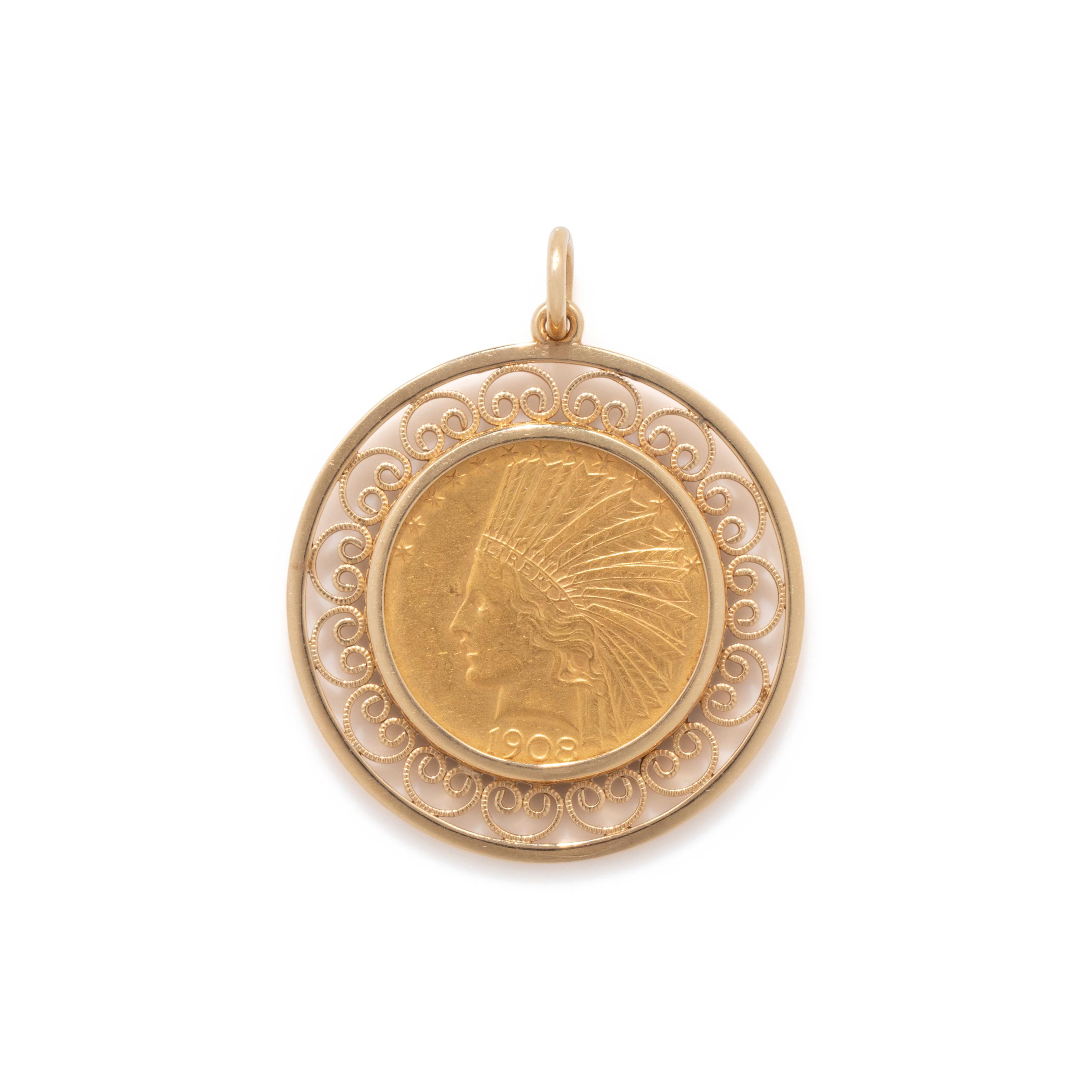 YELLOW GOLD AND COIN PENDANT