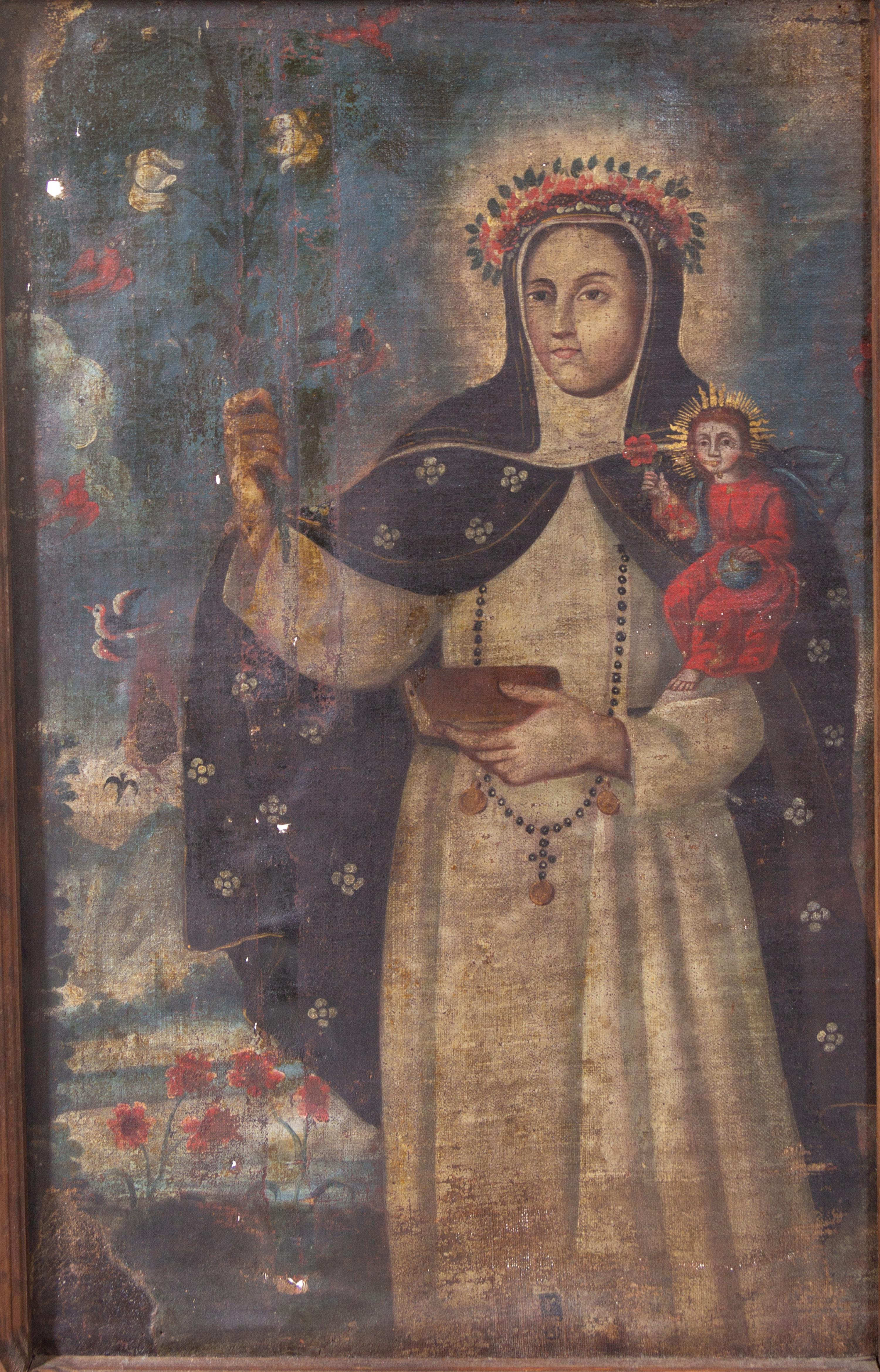 A Collection of Spanish Colonial Paintings Mounted as Two Floor Screens