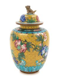 A Chinese Covered Cloisonné Enamel Covered Jar — 20TH CENTURY