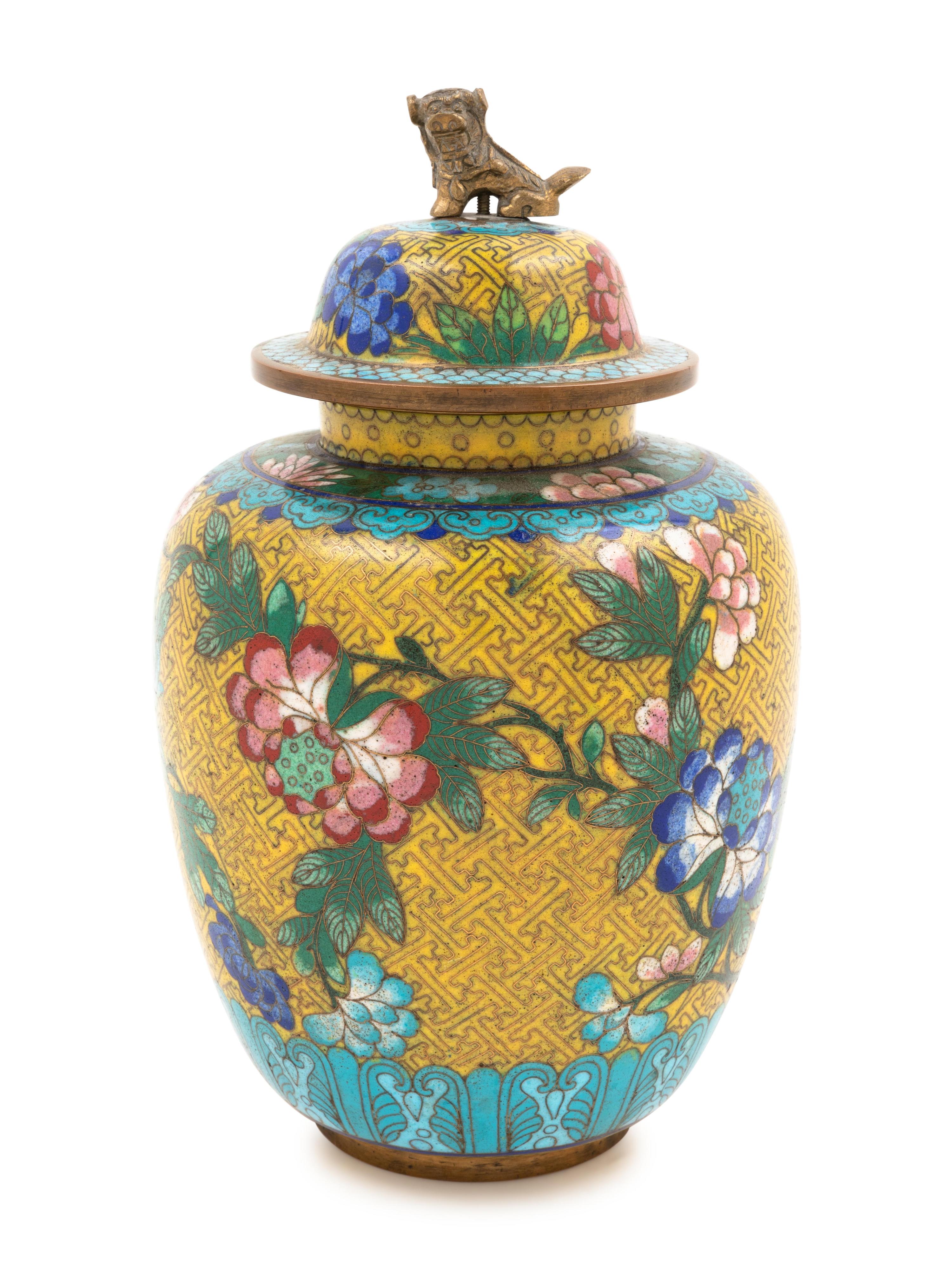A Chinese Covered Cloisonné Enamel Covered Jar — 20TH CENTURY