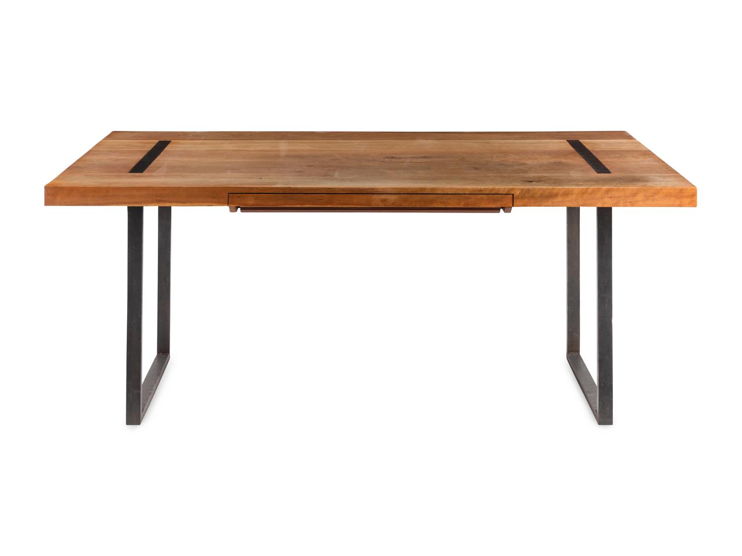 A Contemporary Steel and Walnut Desk