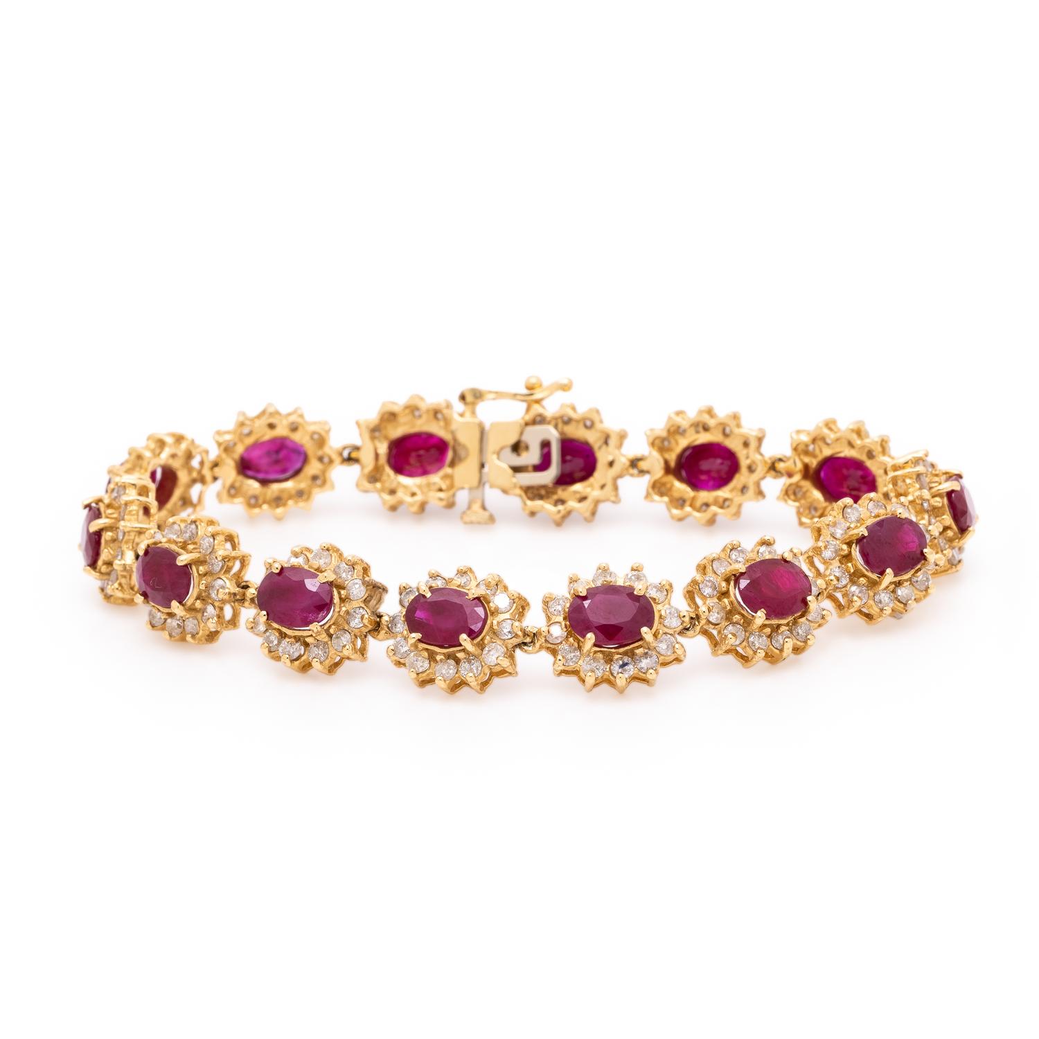 Ruby, Diamond, and Yellow Gold Bracelet