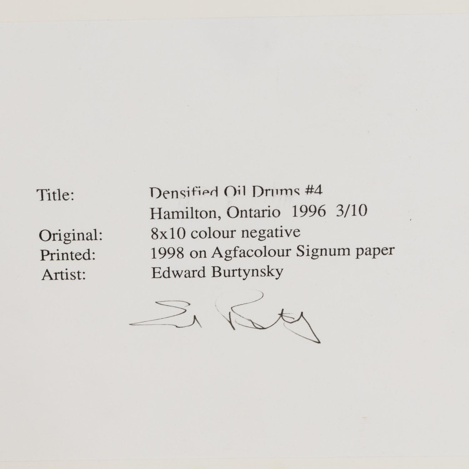 Densified Oil Drums #4, Hamilton, Ontario , 1996; printed 1998