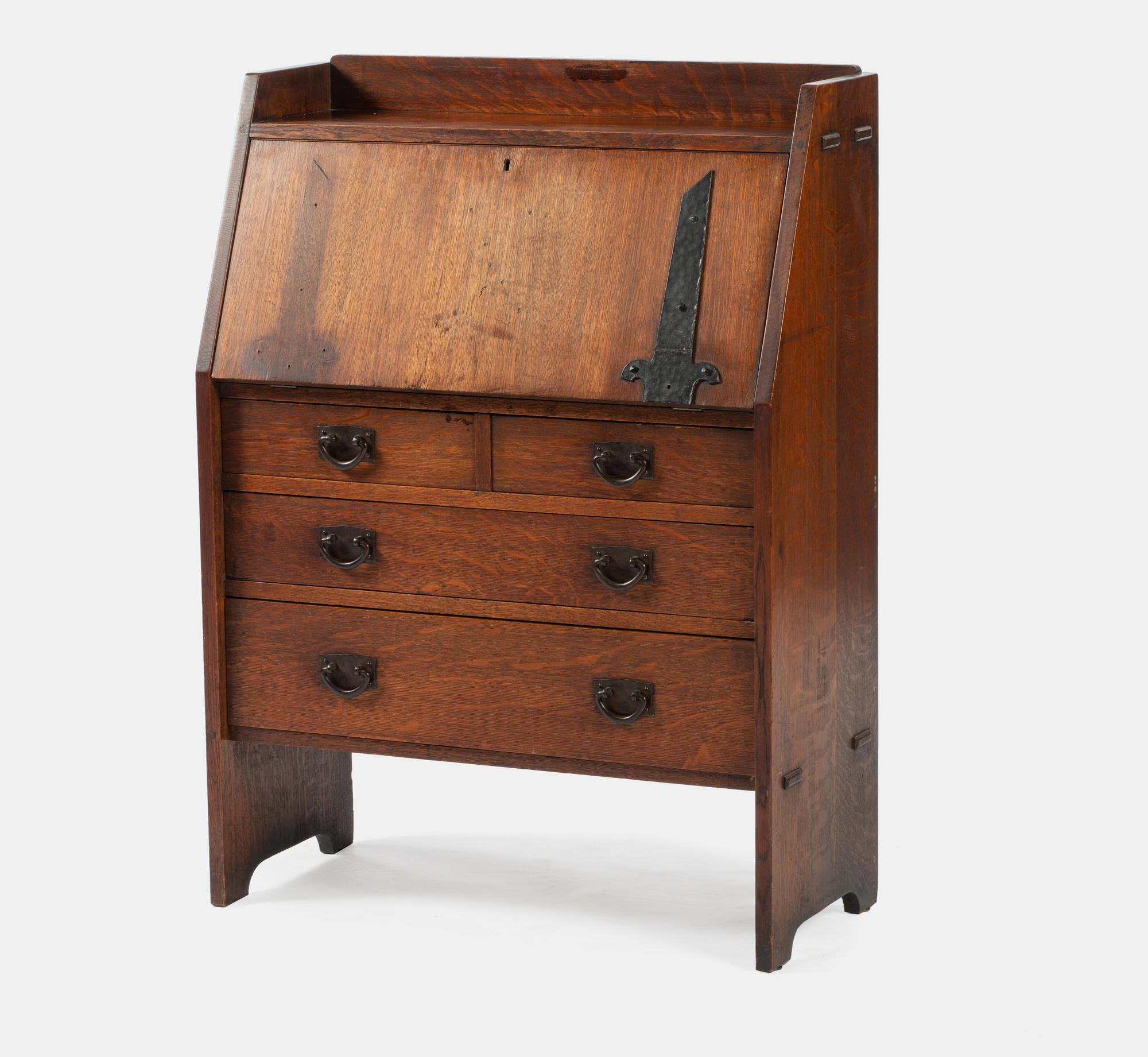 An Arts and Crafts Oak Slant-Front Desk, no. 732 Craftsman Workshops, Eastwood, NY, c. 1907-1912