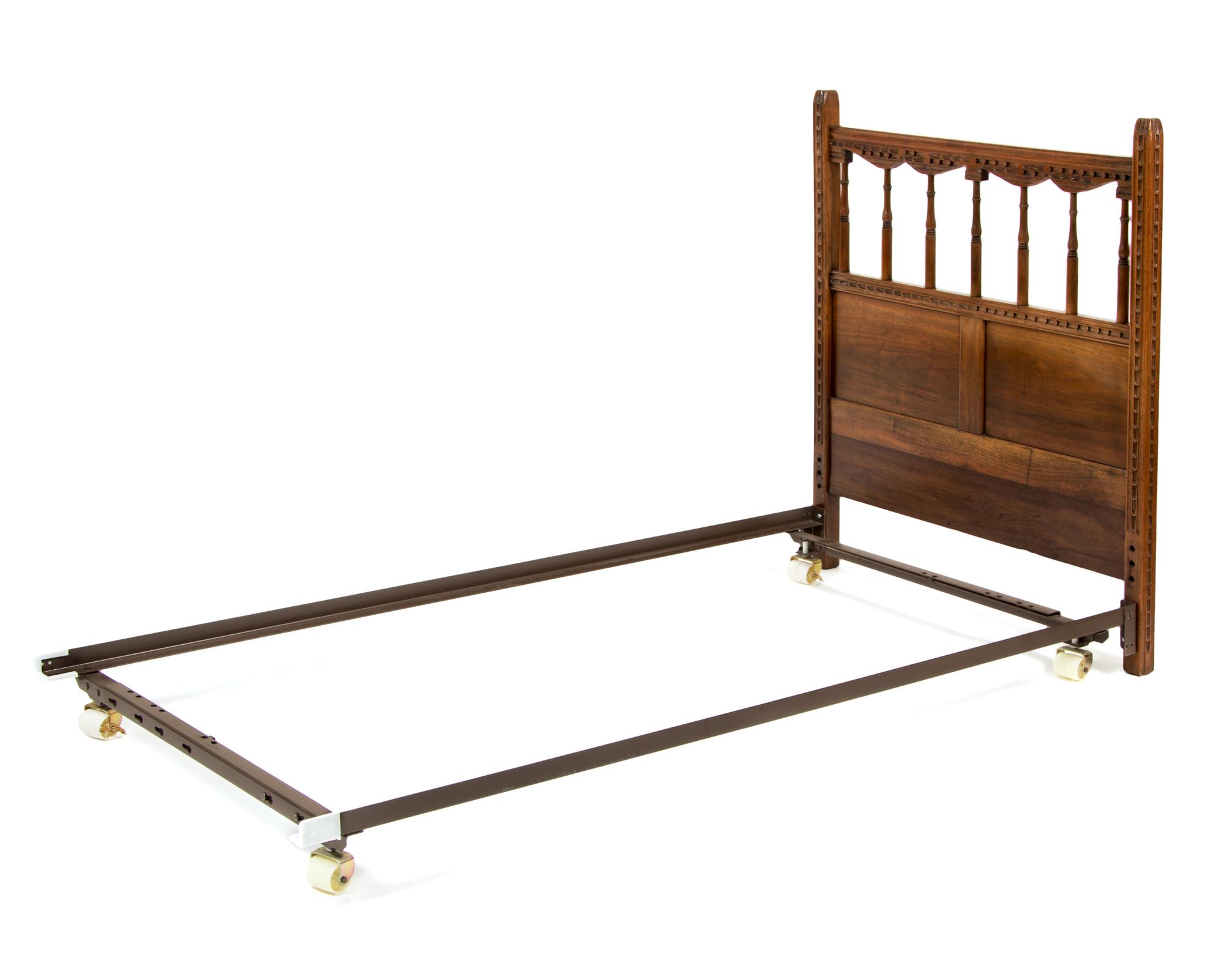 A Pair of Italian Walnut Twin Headboards Height 42 1/2 x width 38 1/4 inches.