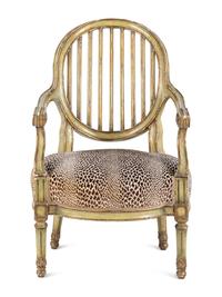A Louis XVI Style Painted and Parcel-Gilt Fauteuil