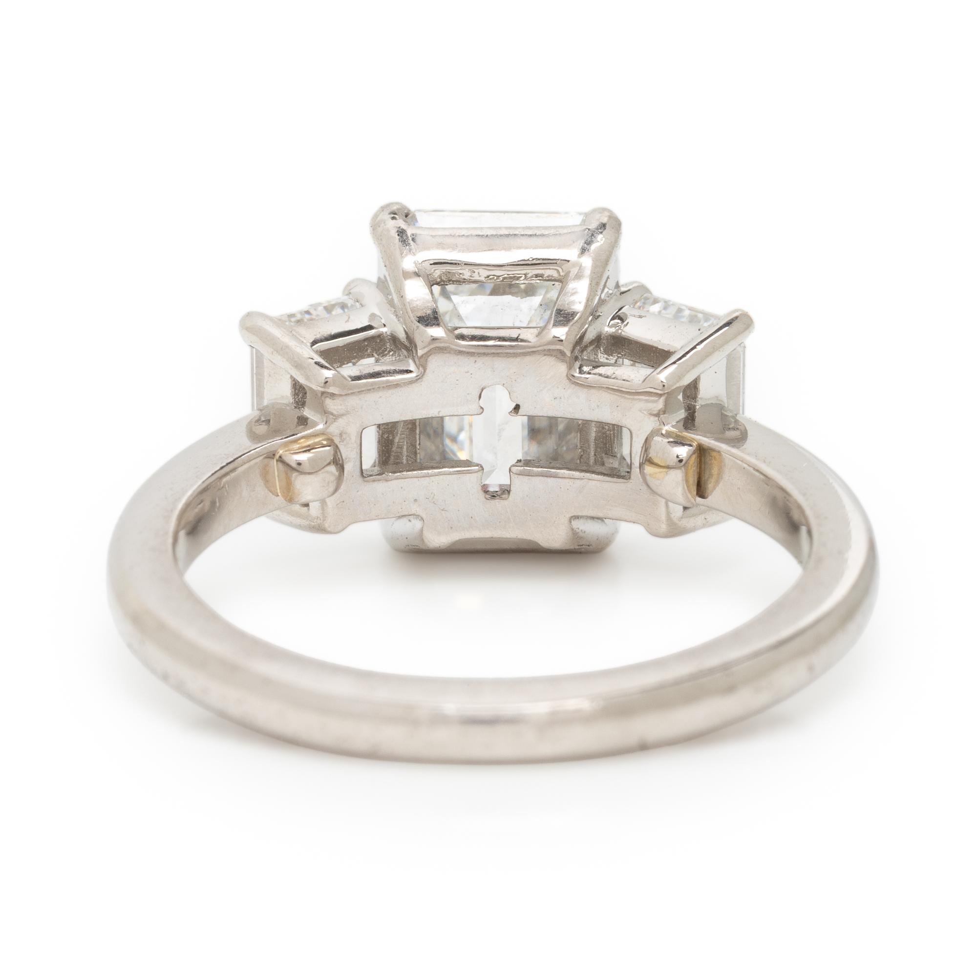 Emerald Cut Diamond and Platinum Ring