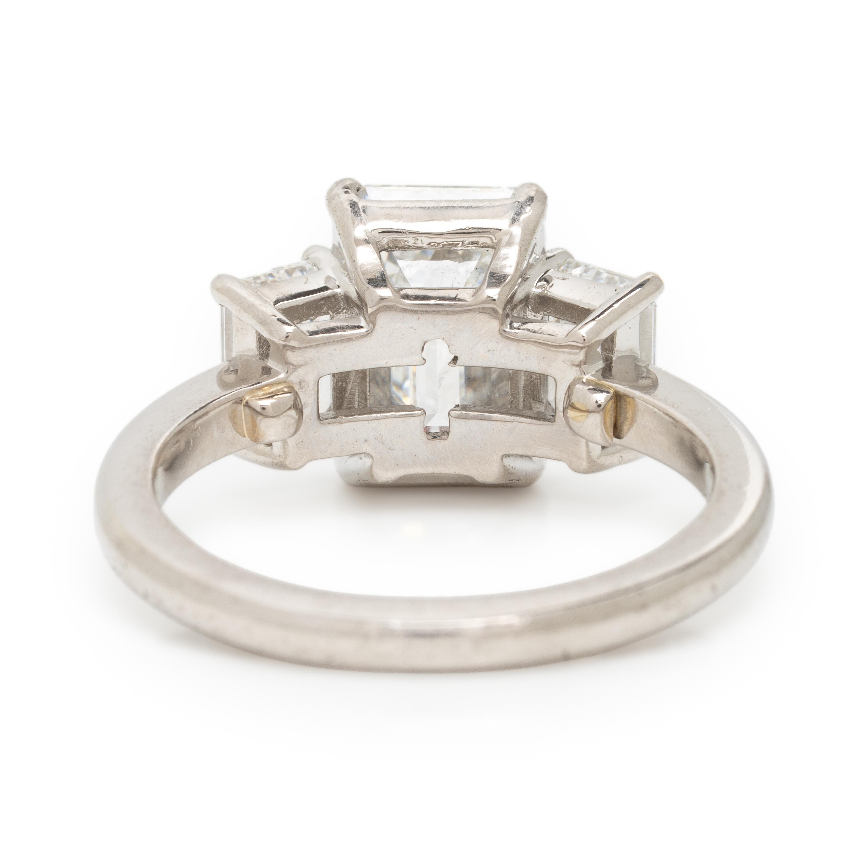 Emerald Cut Diamond and Platinum Ring