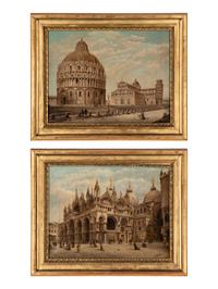 View of Piazza San Marco, Venice and View of Pisa (a pair)