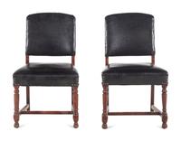 A Pair of Leather-Upholstered Side Chairs