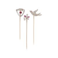 ANTIQUE, COLLECTION OF DIAMOND AND SYNTHETIC RUBY STICKPINS
