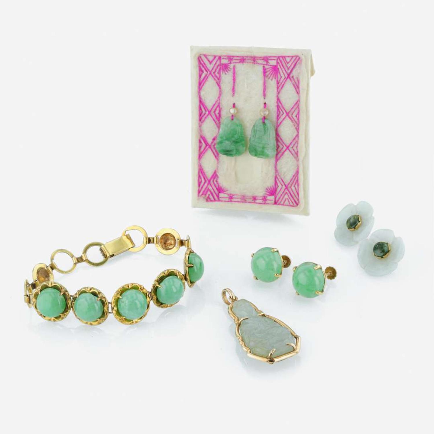 A collection of jadeite jade jewelry