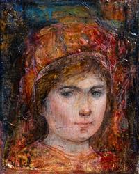Edna Hibel, American, 1917-2015, Portrait of Young Girl