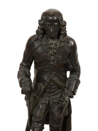 A Pair of French Patinated Bronze Figures of Rousseau and Voltaire