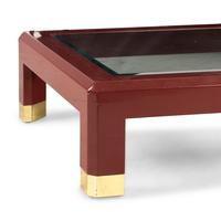 A Contemporary Lacquer, Glass and Chrome Low Table in the Style of Karl Springer