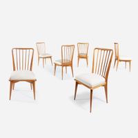 European Modern A Set of Six Dining Chairs, possibly Italian, circa 1950