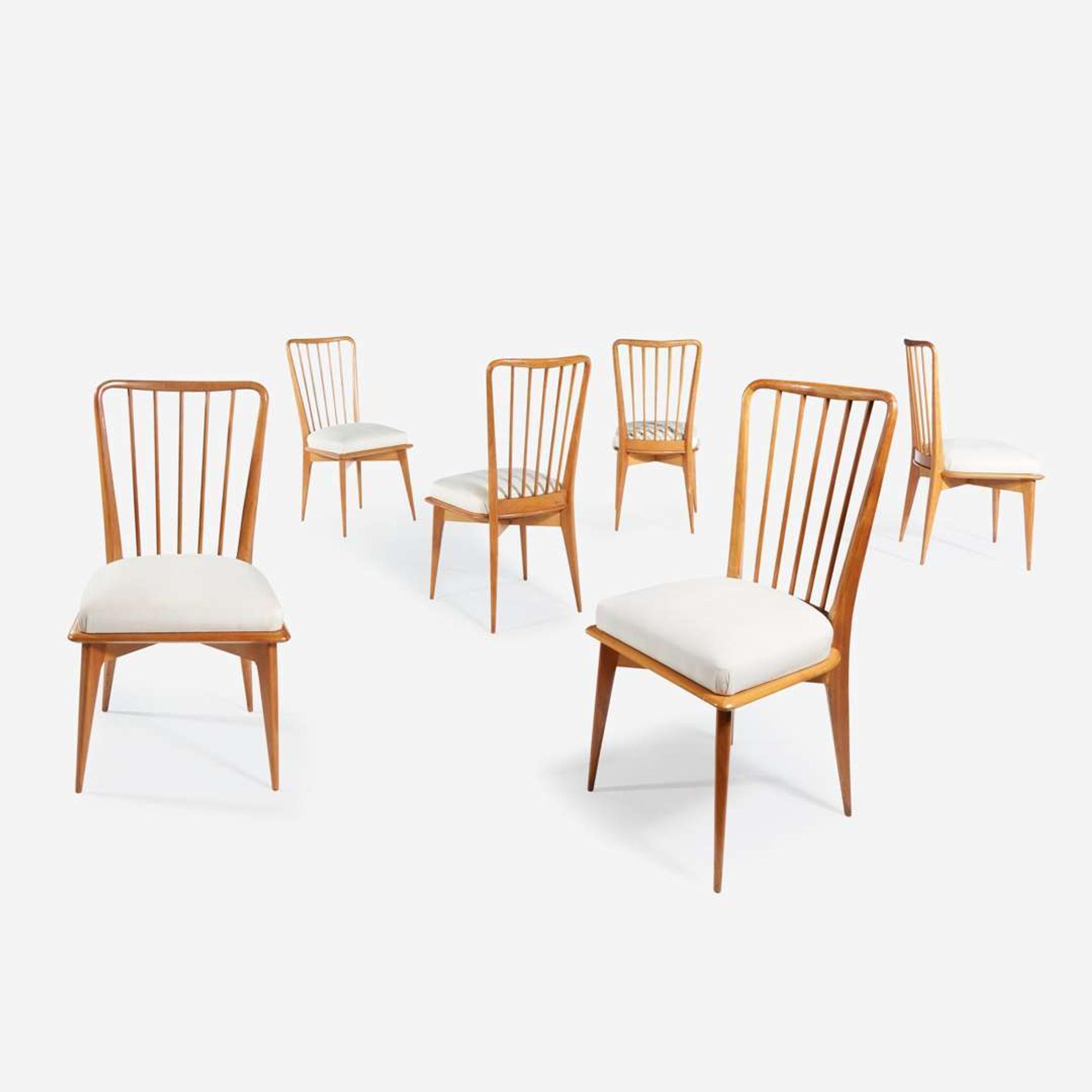 European Modern A Set of Six Dining Chairs, possibly Italian, circa 1950