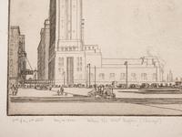 Where the West Begins (Chicago) , accompanied by two preparatory pencil sketches, 1930-32