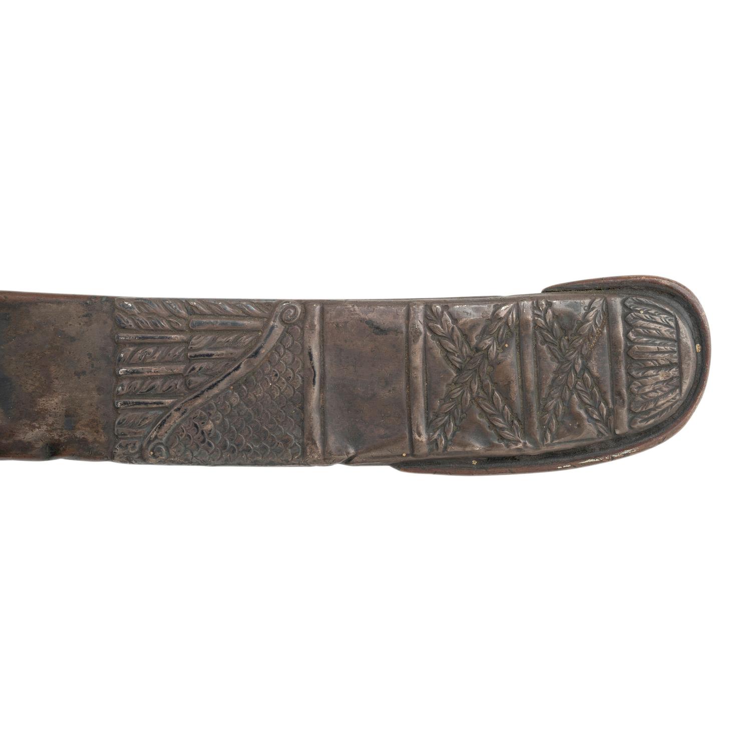 Philadelphia Style Silver Hilted Officer's Saber with Eagle Head Quillon S-Guard and Silver Washed Copper Scabbard