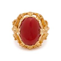 YELLOW GOLD AND CORAL RING