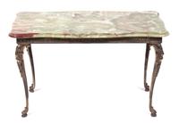 A Neoclassical Onyx and Brass Low Table Height 19 x width 33 x depth 21 inches. — MID 20TH CENTURY