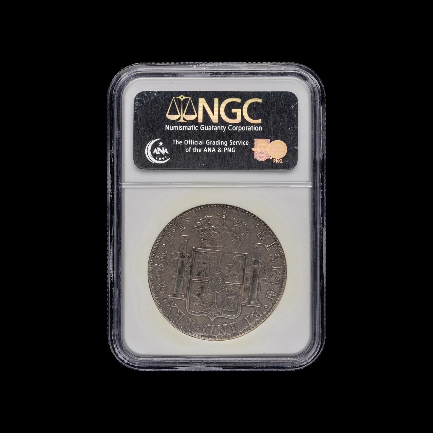 [SPANISH EMPIRE] A 1782-MO El Cazador: Shipwreck Salvage 8 Reales Coin [NGC Geniune Shipwreck Certification]