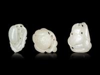 Five White Jade Carved Figures of Fruit