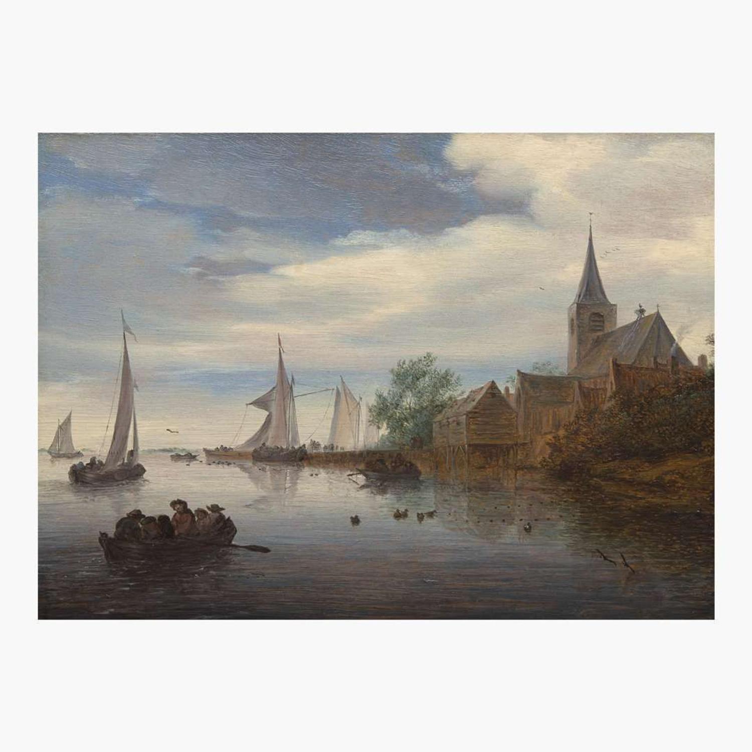 Salomon van Ruysdael (Dutch, B.C. 1602–1670) Sailing by the Old Dutch Town